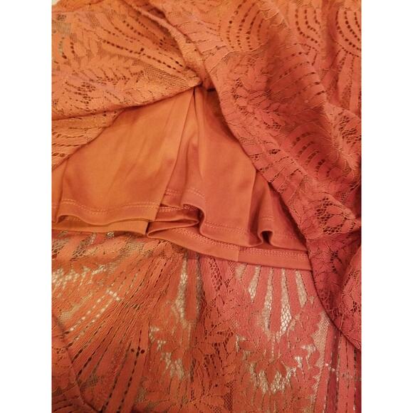 Maurice Women's XL  Rusty Brown Lace Sleeveless Fit & Flare Maxi‎ Dress - Picture 6 of 12